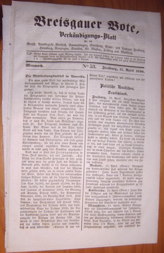 Freiburg 1850 zeitung - freiburg,