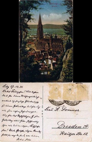 Ansichtskarte freiburg - ansichtskarte, im